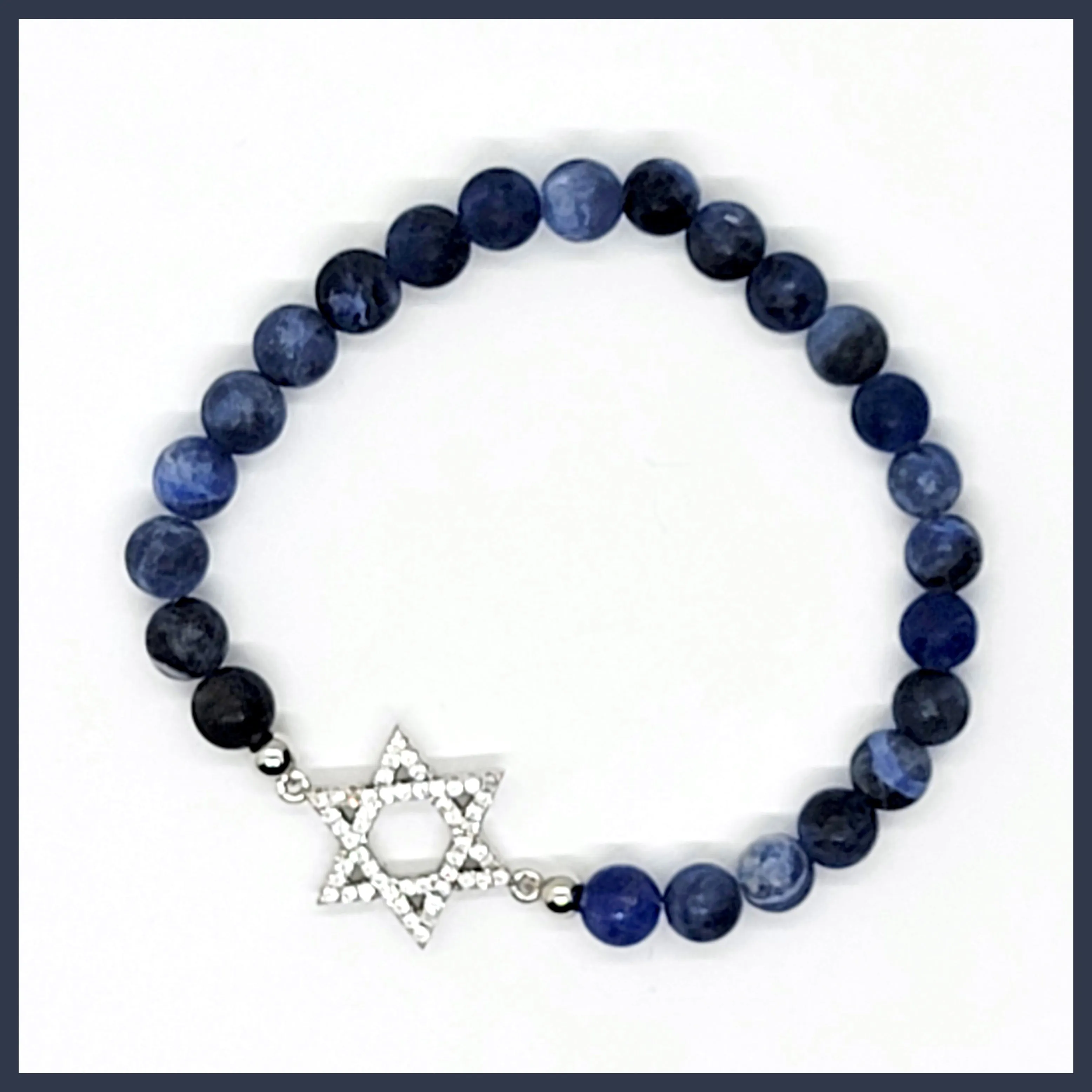 Pavé Jewish Star Beaded Bracelet