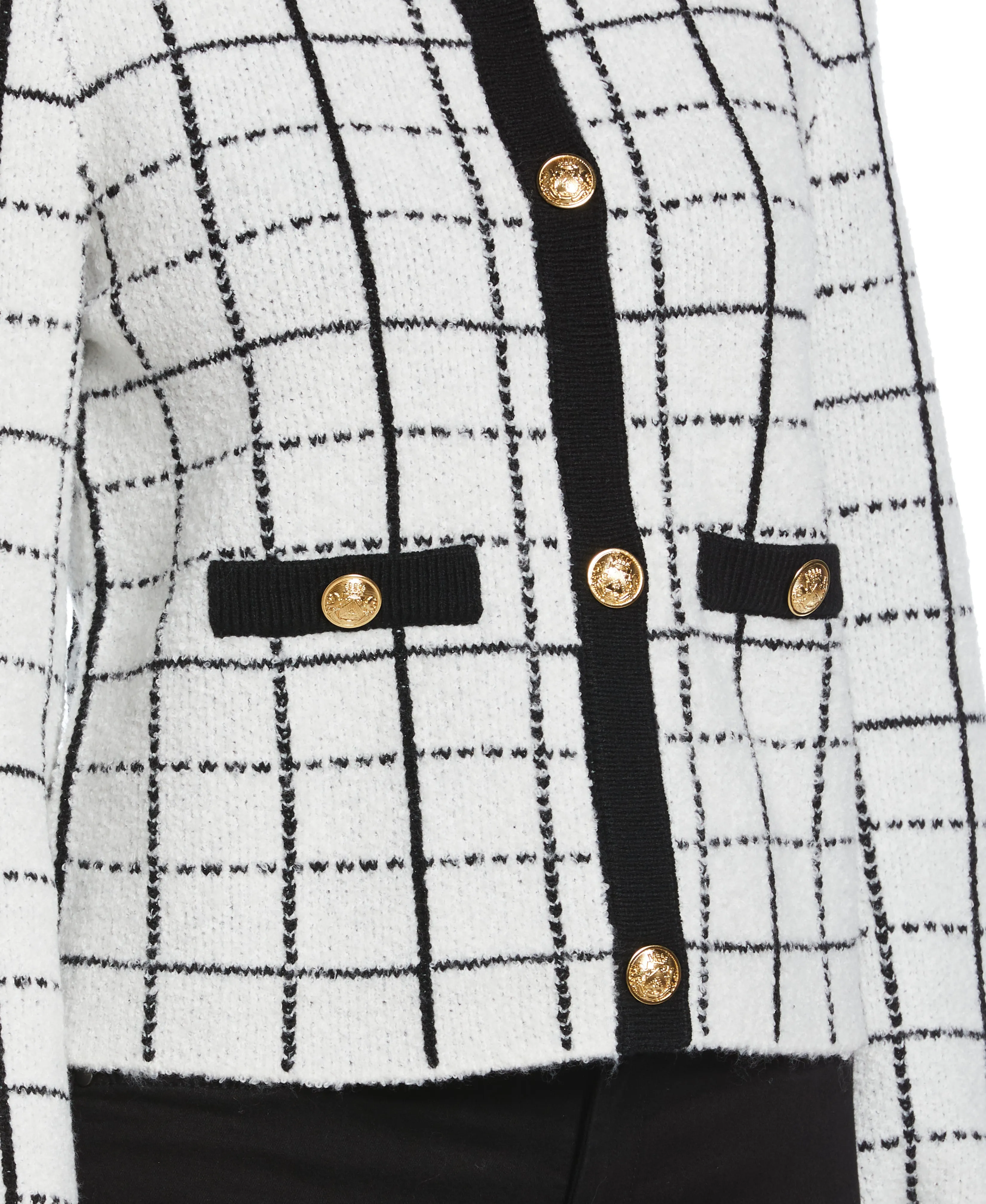 Petite Windowpane Plaid Sweater Jacket