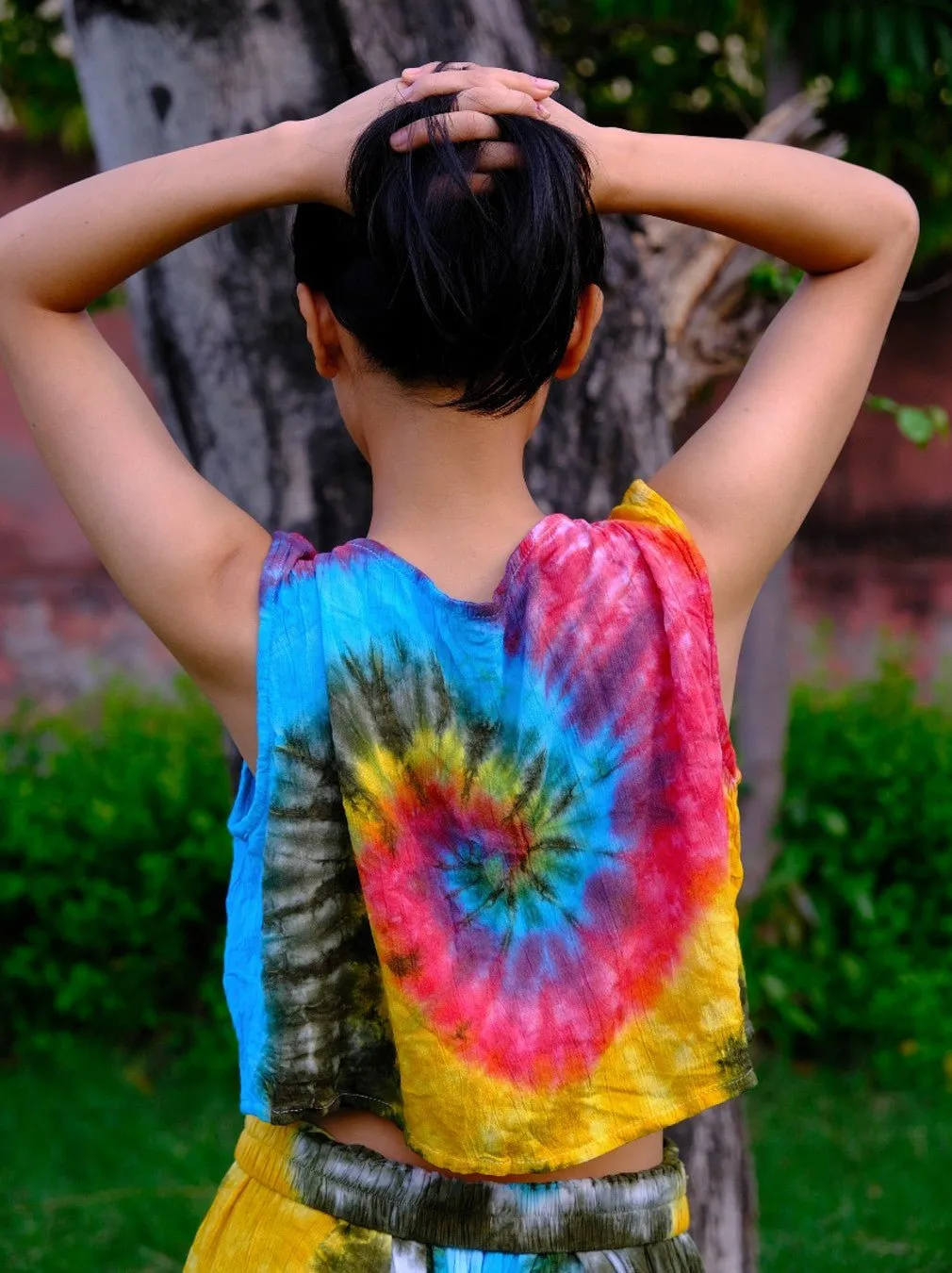 Rainbow tie-dye crop top