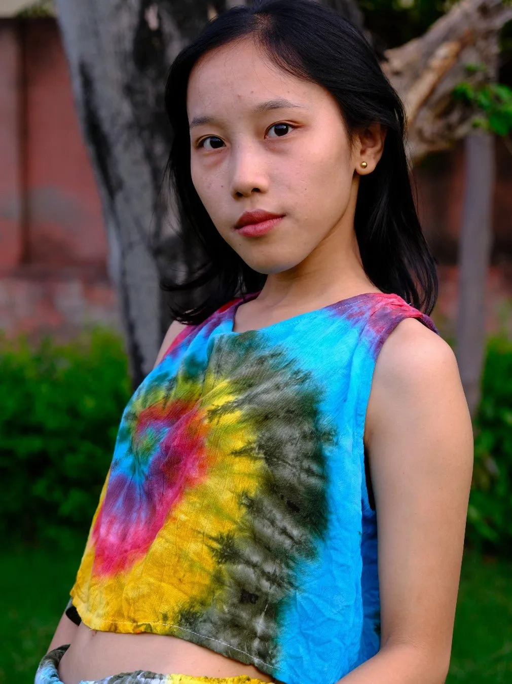 Rainbow tie-dye crop top