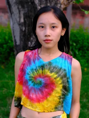 Rainbow tie-dye crop top