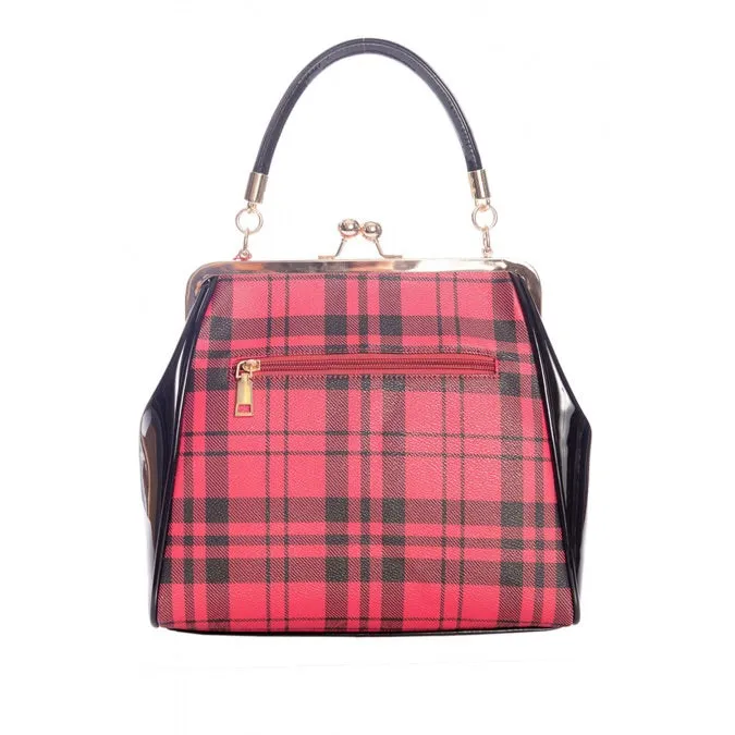 Red Black Vintage Plaid Retro Patent Tartan Check Handbag