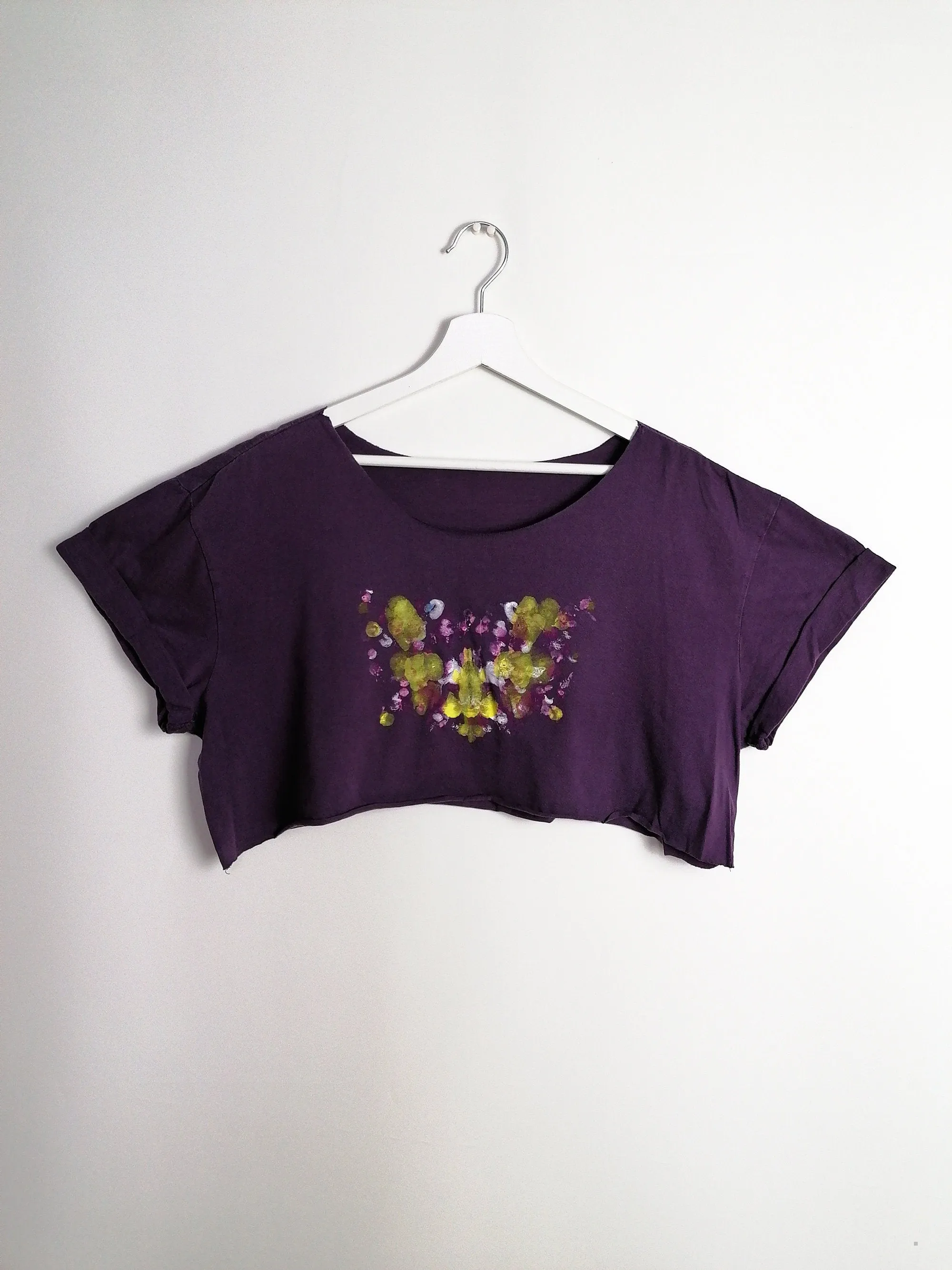 Reworked Hand-painted Rorschach Crop Top