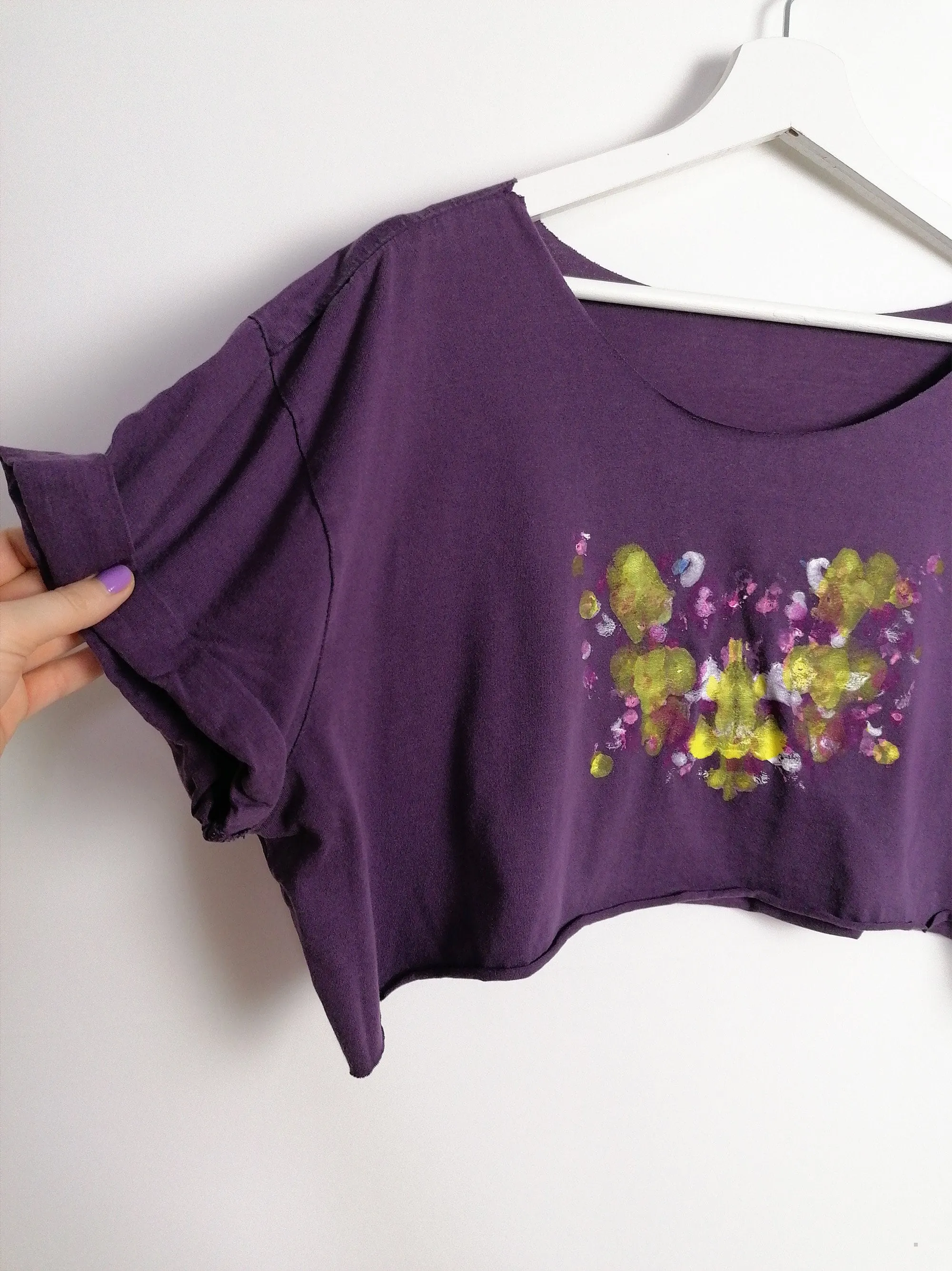 Reworked Hand-painted Rorschach Crop Top