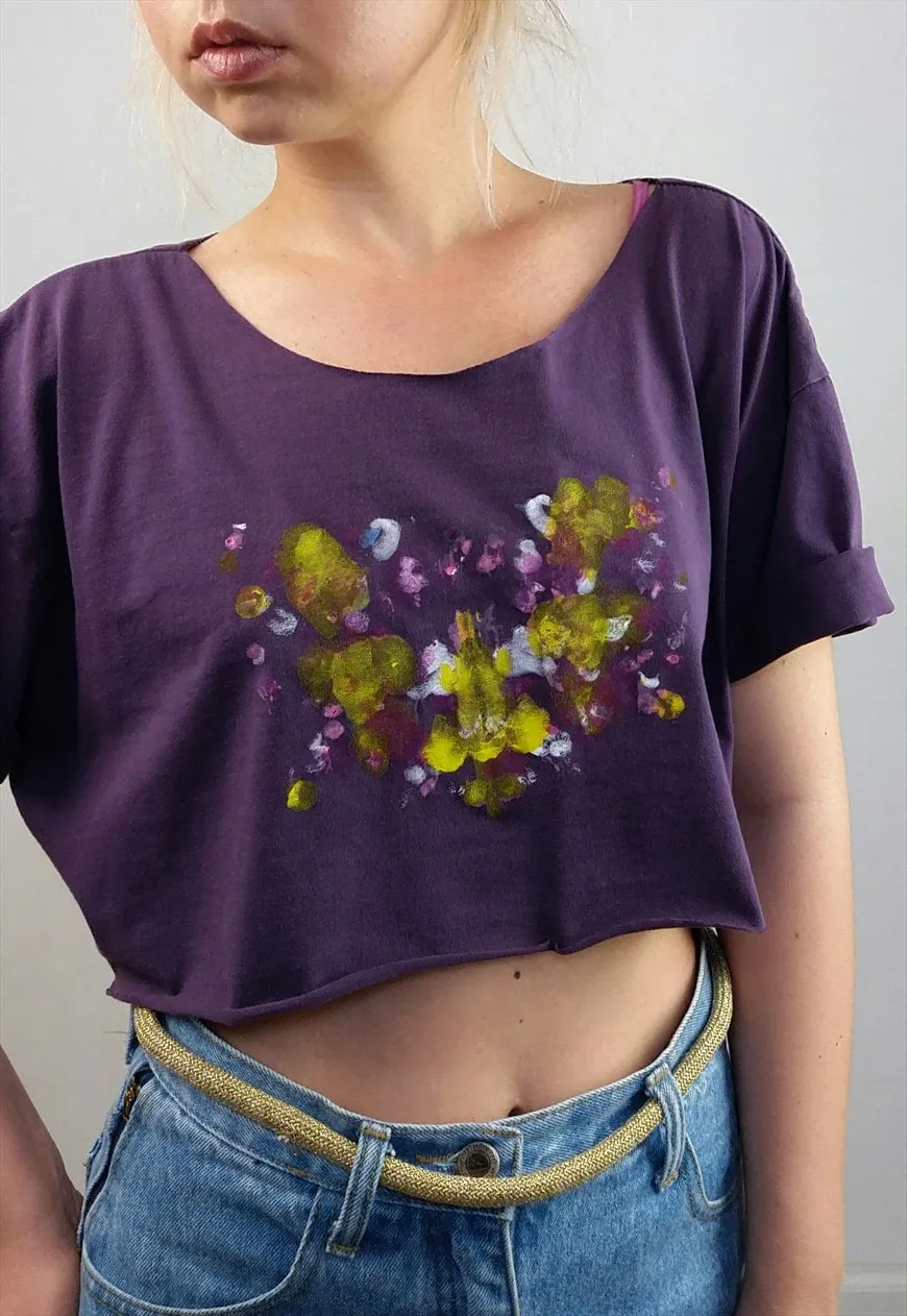 Reworked Hand-painted Rorschach Crop Top