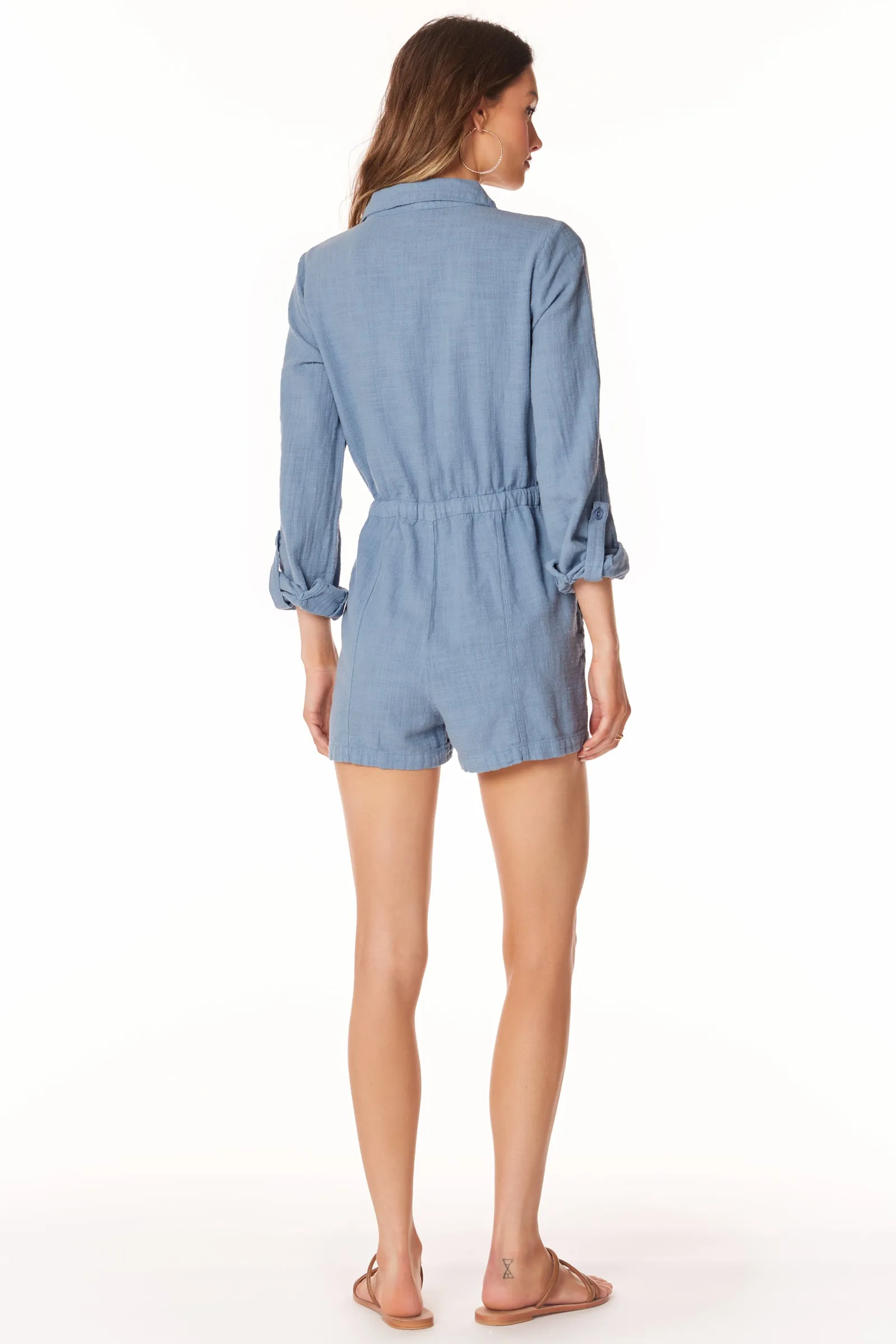 ROLLED SLEEVE POCKET ROMPER