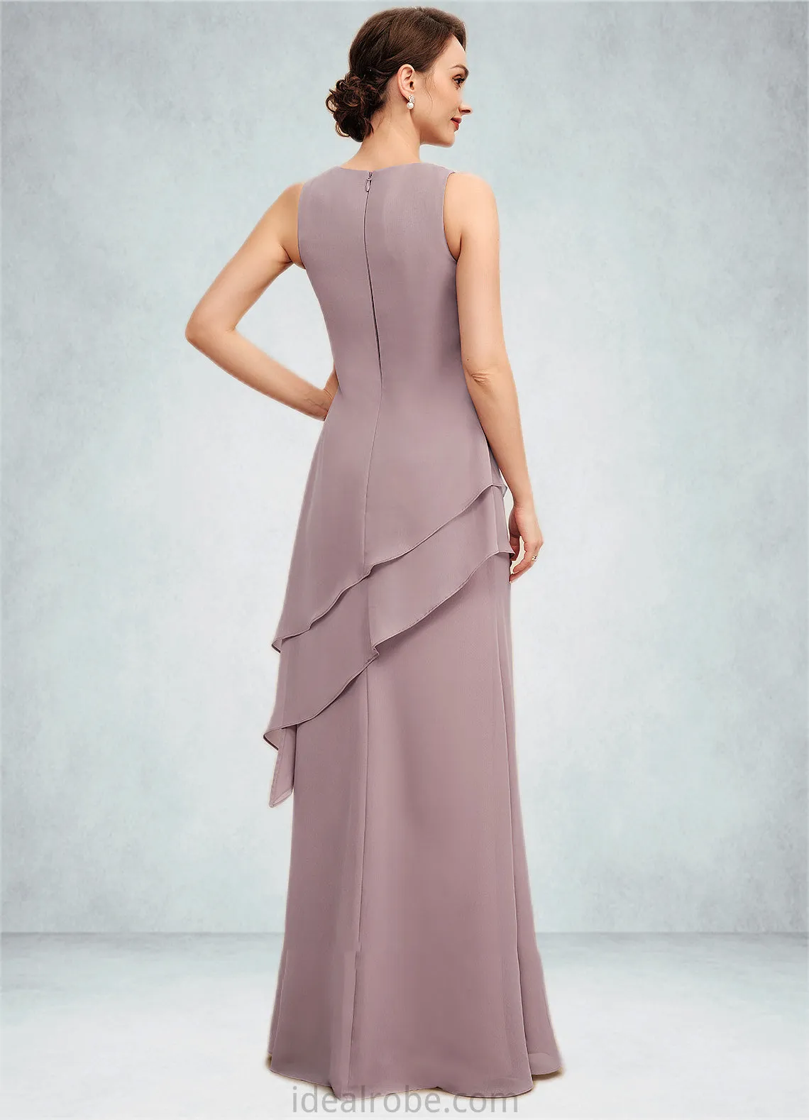 Rosalyn A-Line Scoop Neck Floor-Length Chiffon Mother of the Bride Dress With Beading STK126P0014593