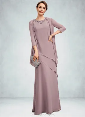 Rosalyn A-Line Scoop Neck Floor-Length Chiffon Mother of the Bride Dress With Beading STK126P0014593