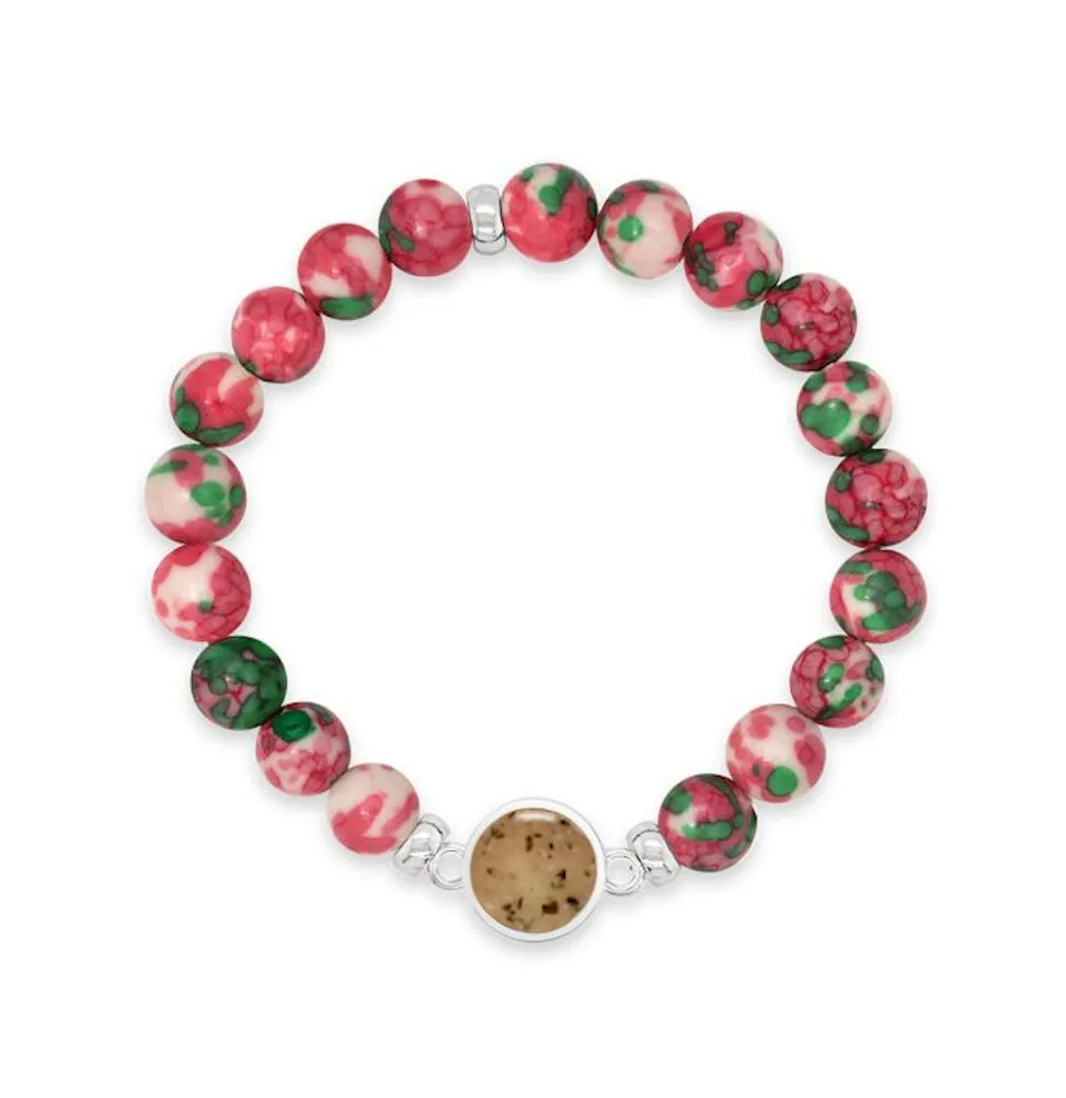 Round Beaded Bracelet - Rain Flower Jade