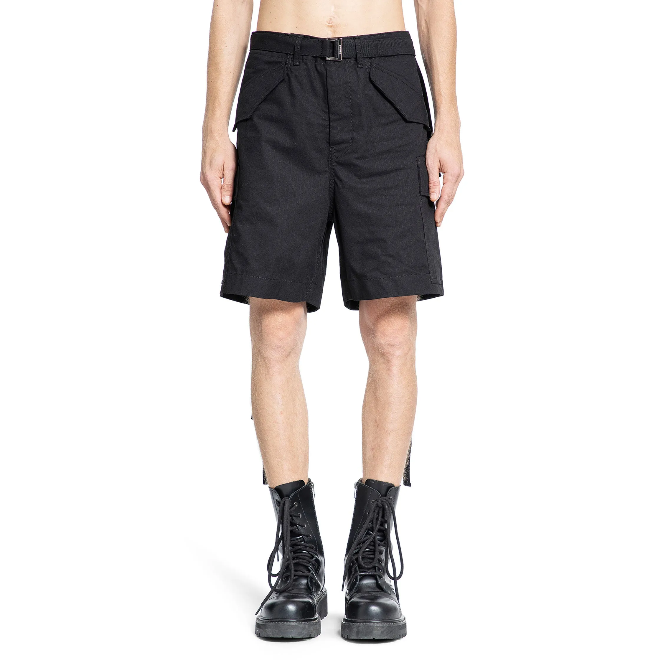 SACAI MAN BLACK SHORTS & SKIRTS