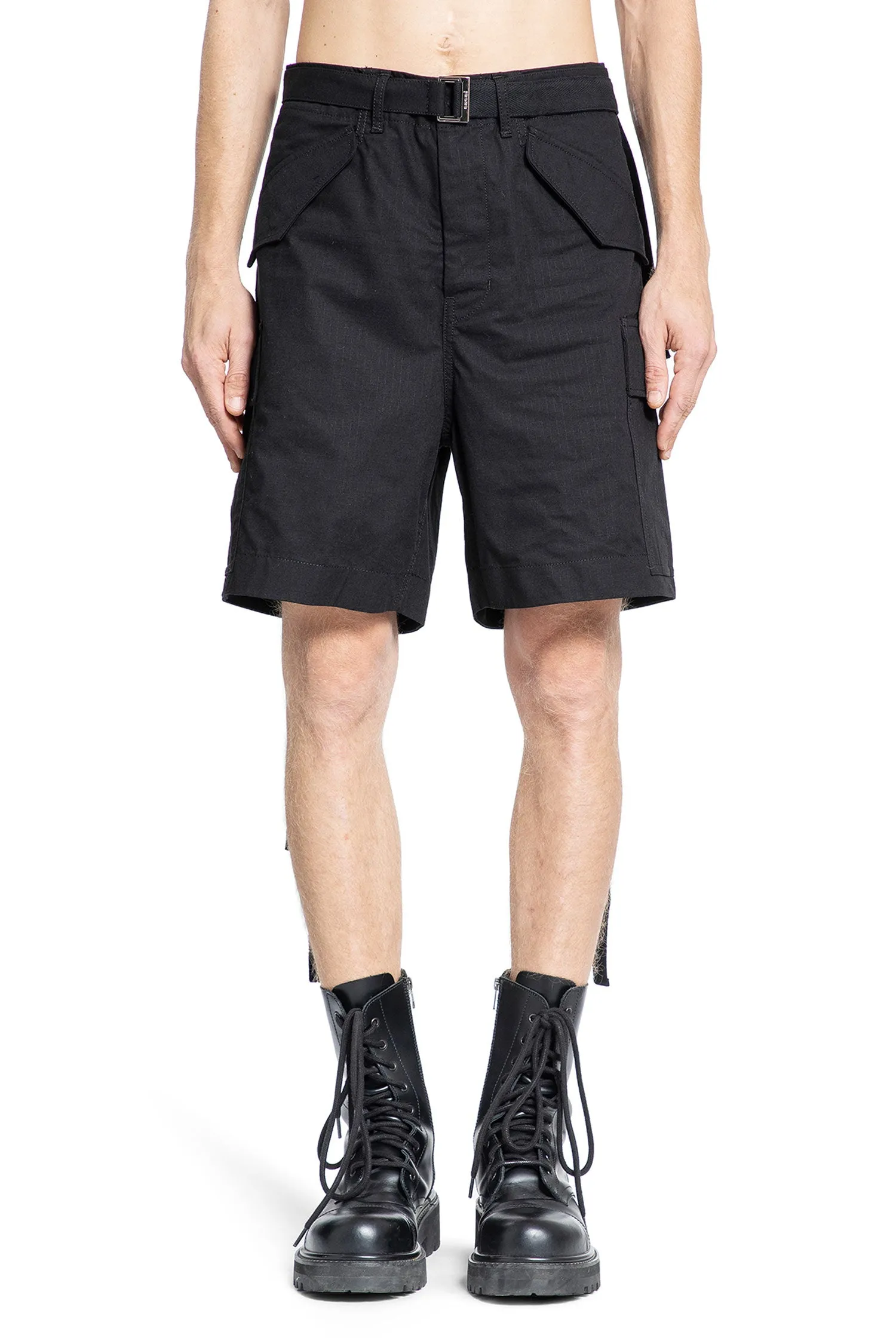 SACAI MAN BLACK SHORTS & SKIRTS