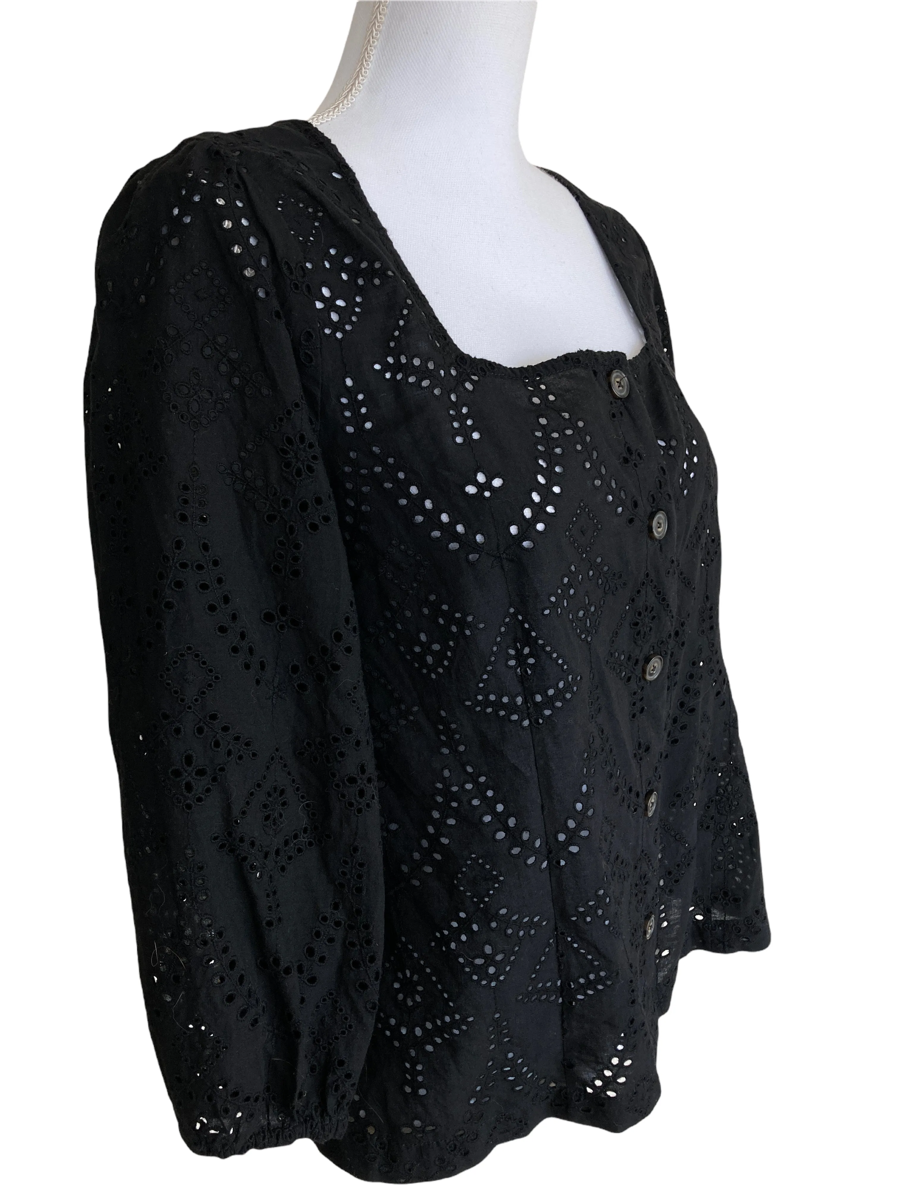 Sanctuary Black Eyelet Blouse, L