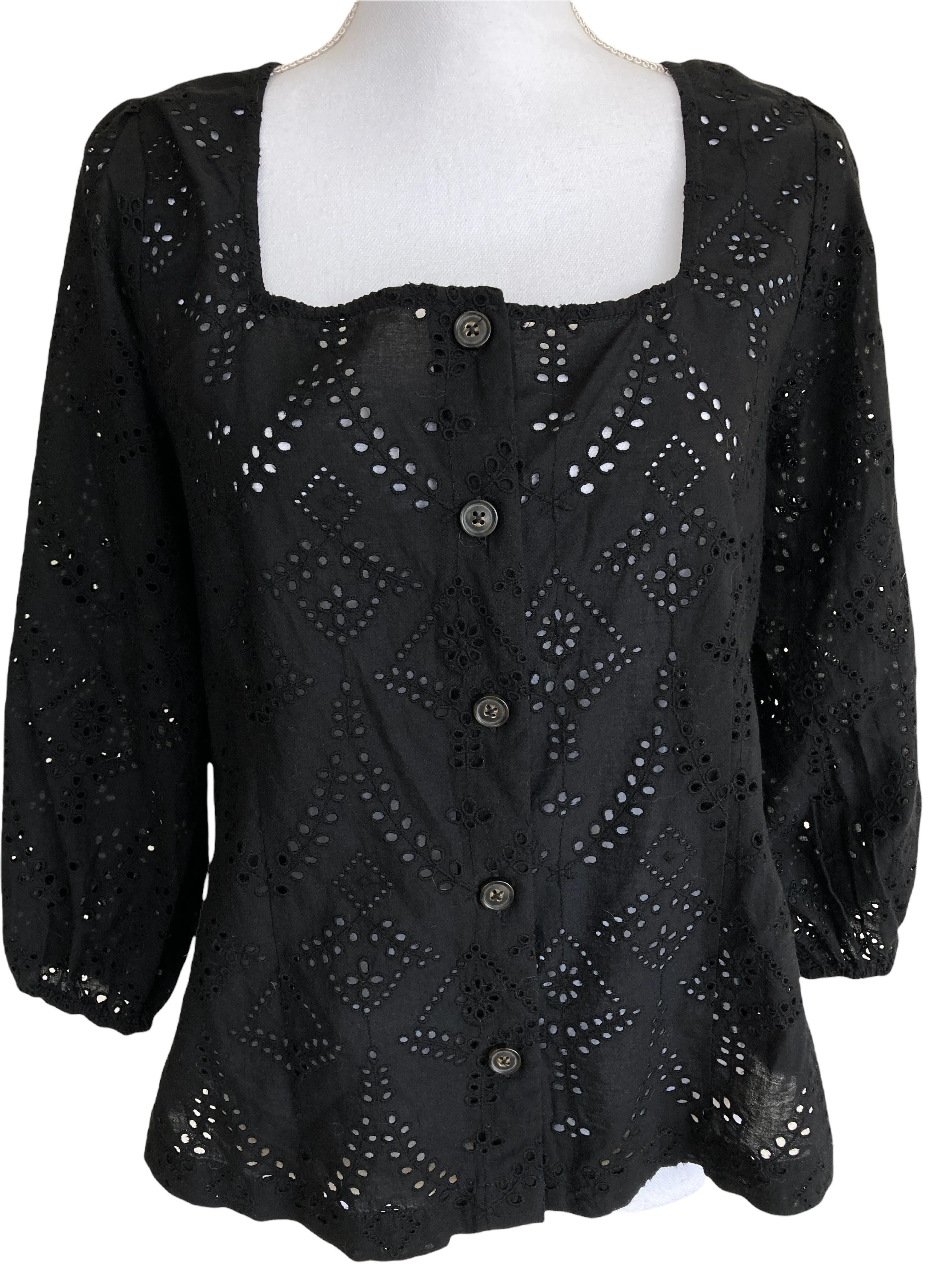 Sanctuary Black Eyelet Blouse, L