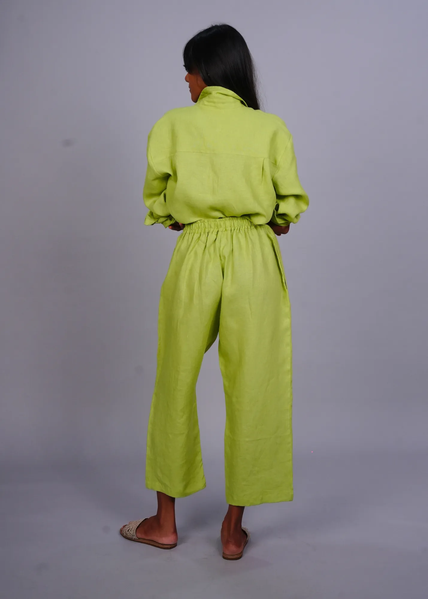 Sharan Crop Pant - Cucumber Linen