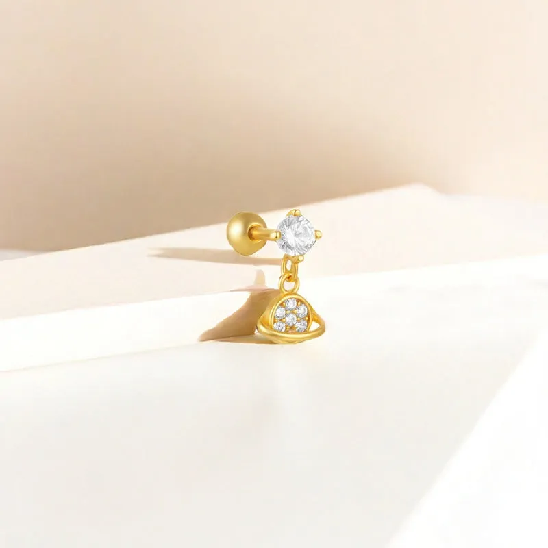 Small Unique Design Zircon Ball Back Earrings