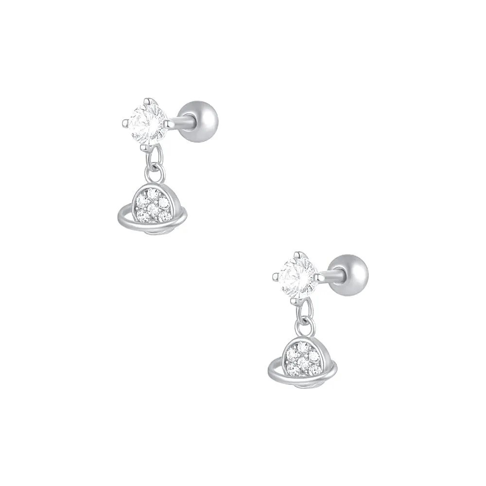 Small Unique Design Zircon Ball Back Earrings