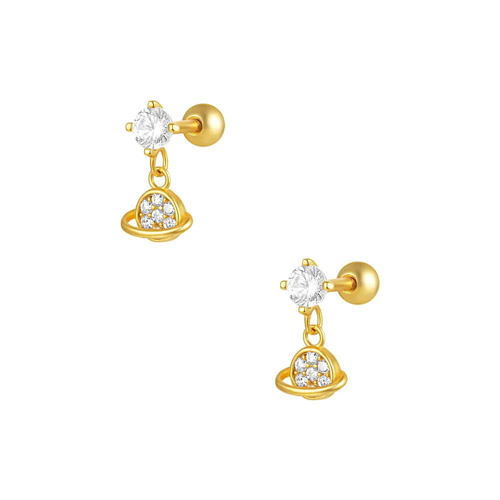 Small Unique Design Zircon Ball Back Earrings