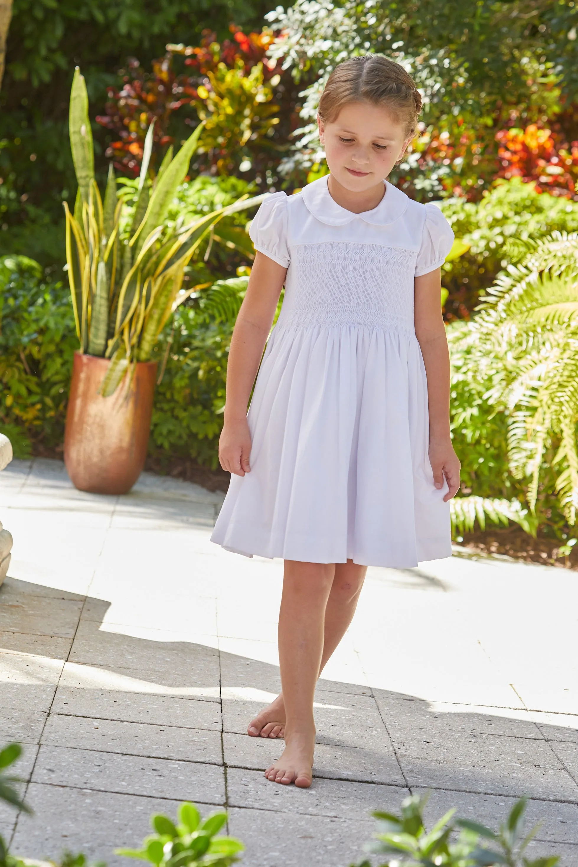 Smocked Emery Dress - White