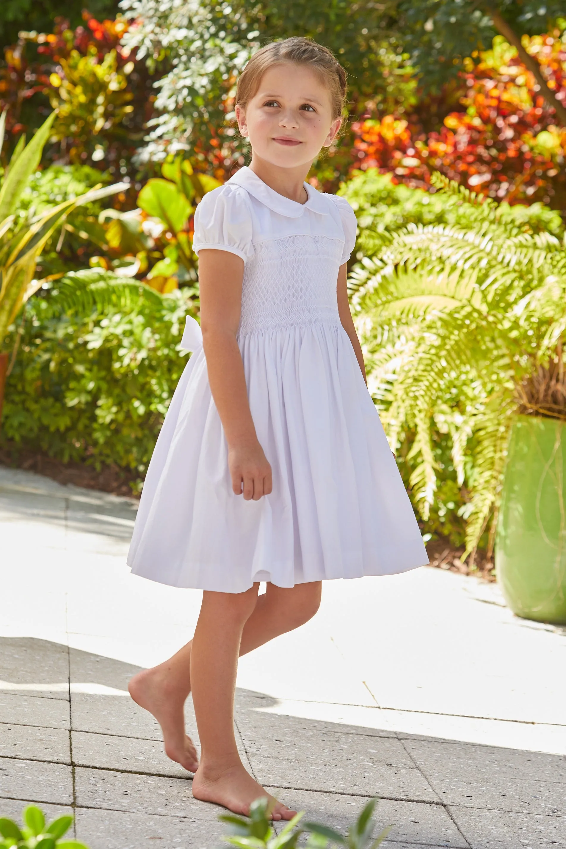 Smocked Emery Dress - White