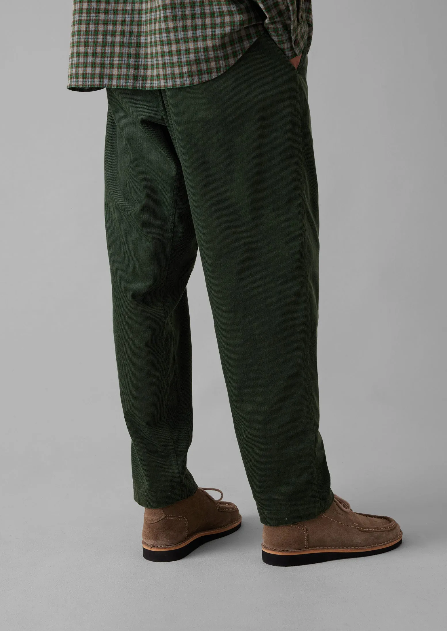 Soft Organic Cord Drawstring Pants | Dark Mineral Green