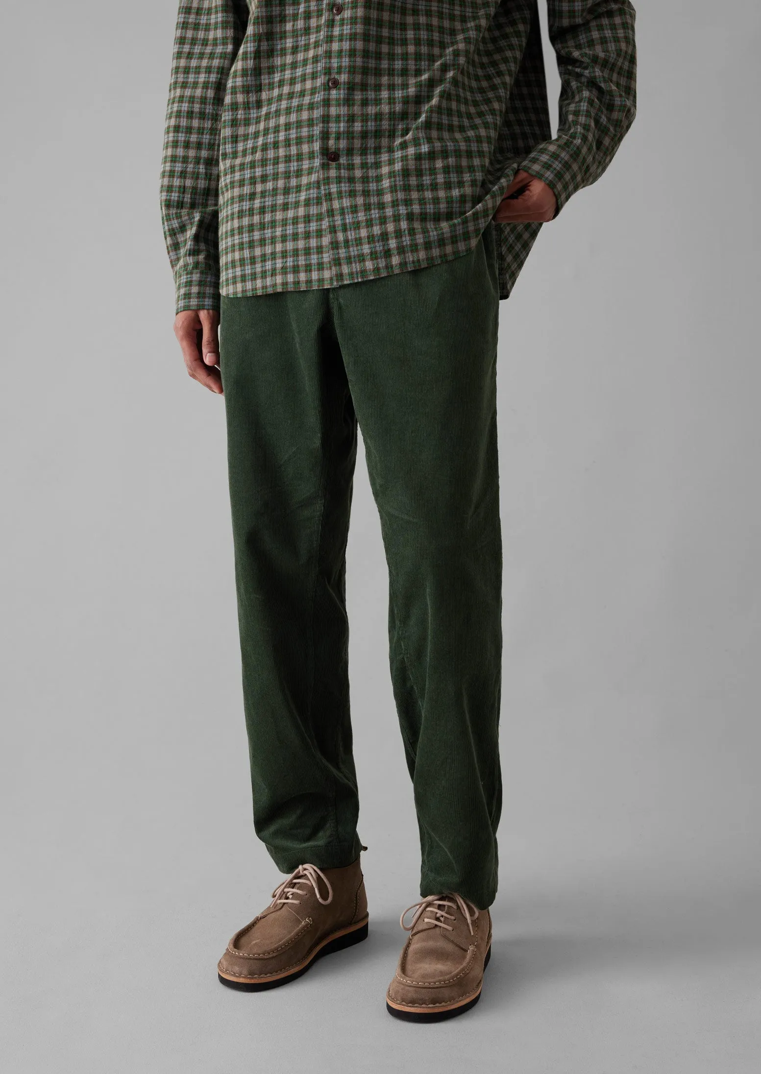 Soft Organic Cord Drawstring Pants | Dark Mineral Green