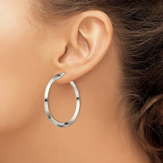 SS 40mm Knife Edge Round Hoop Earrings