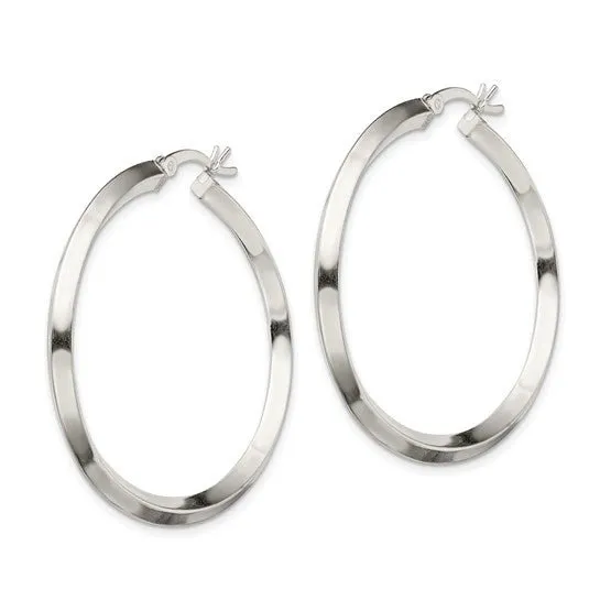 SS 40mm Knife Edge Round Hoop Earrings