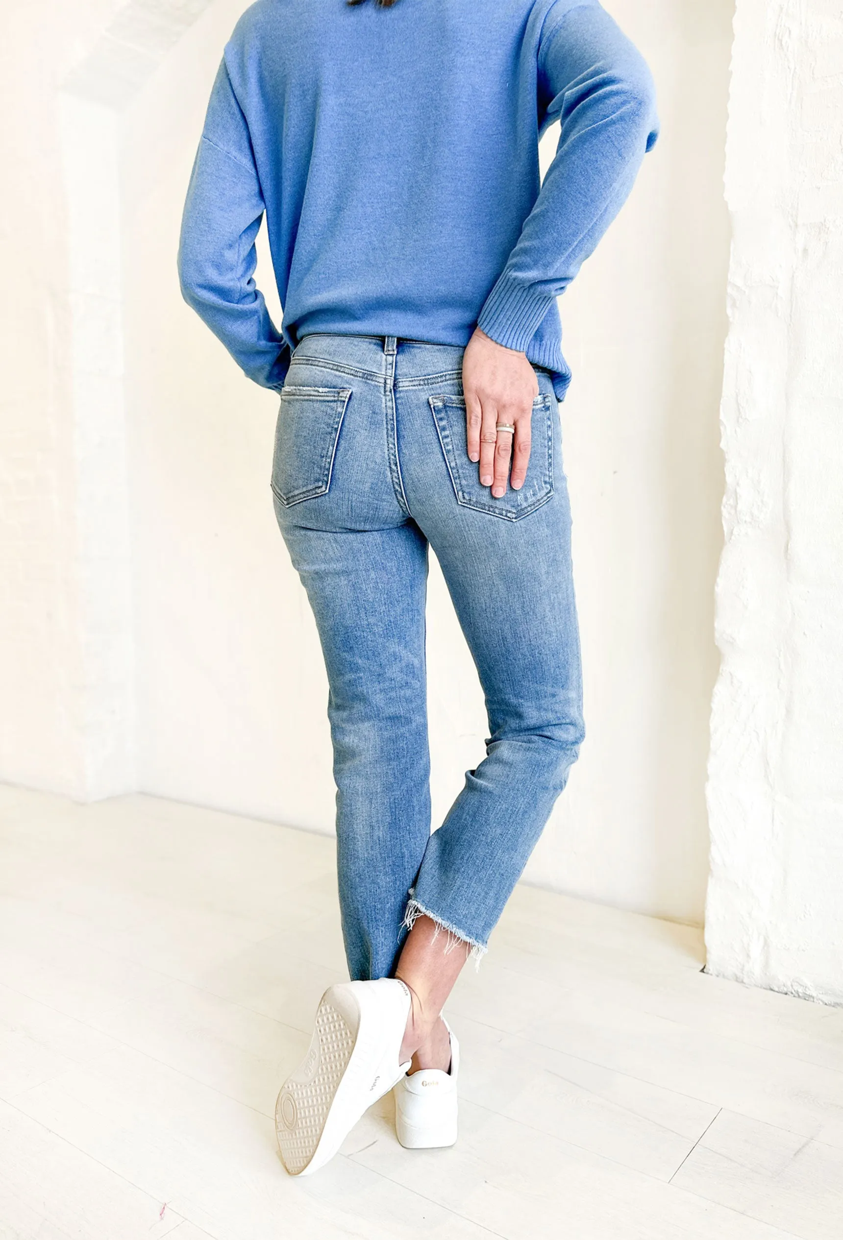 Stella Mid Rise Crop Straight Denim by Flying Monkey