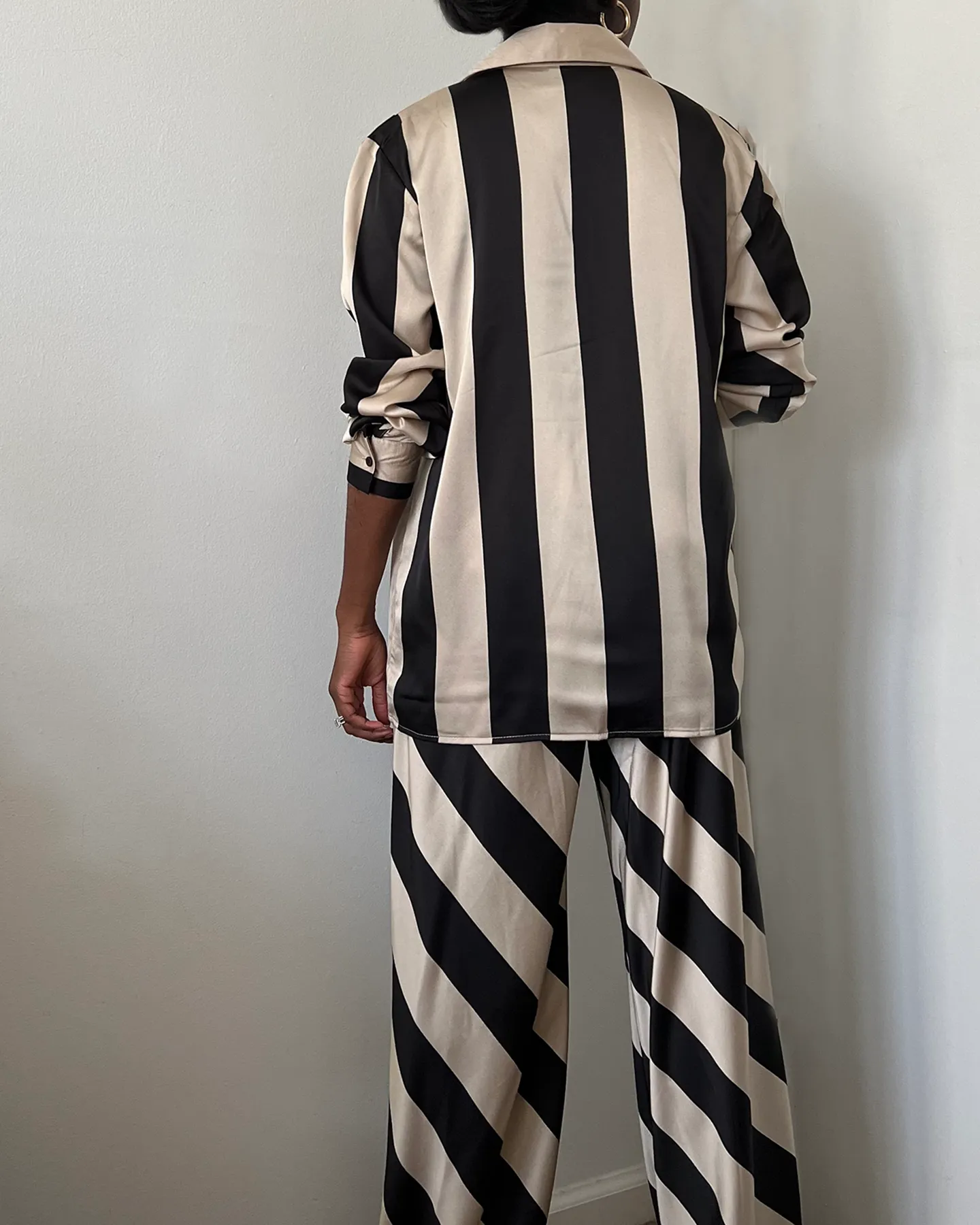 Striped Satin Pant Set