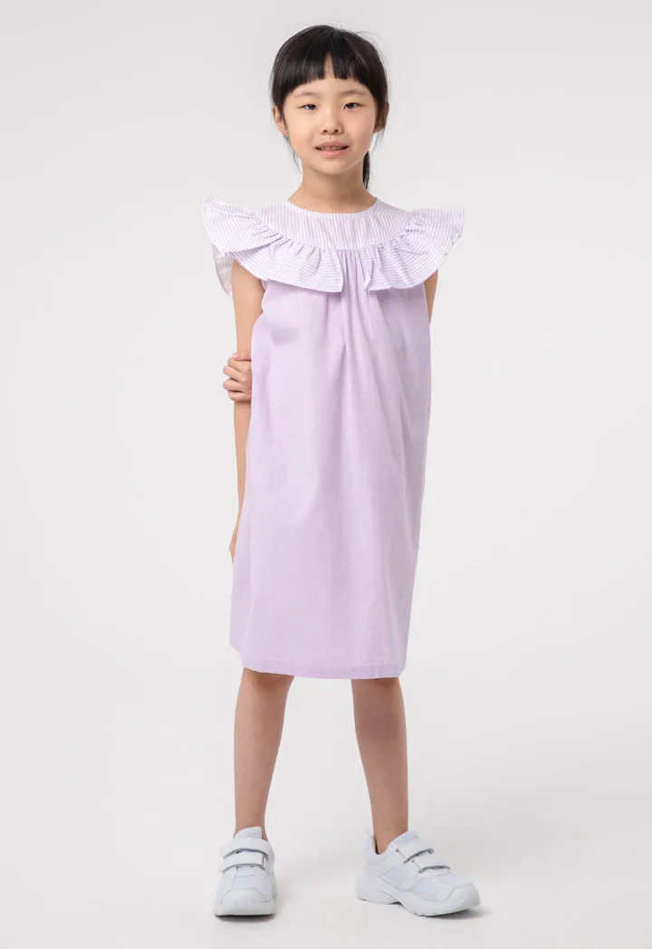 Stripes Ruffle Overlay Girls Dress