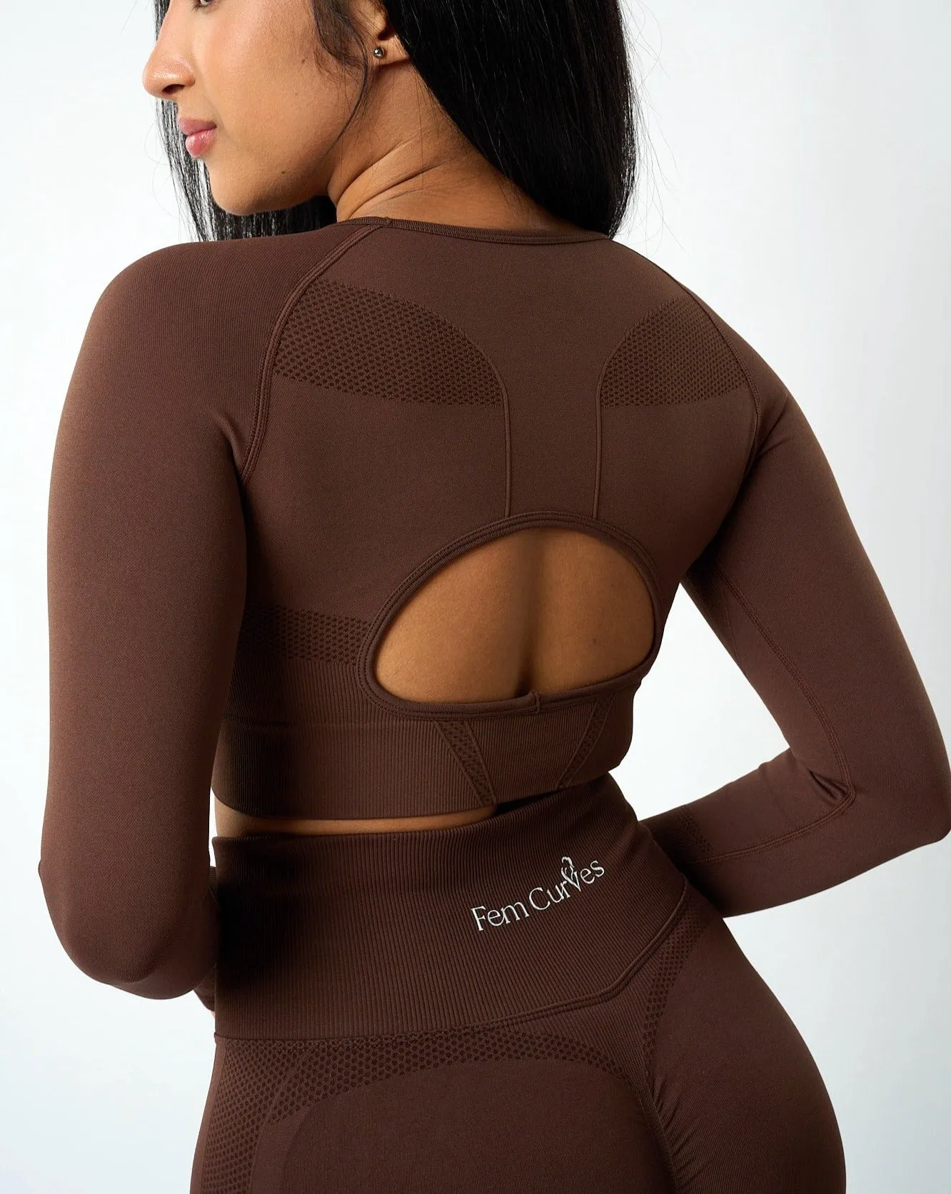 Sujey Long Sleeve Crop Top - Cocoa