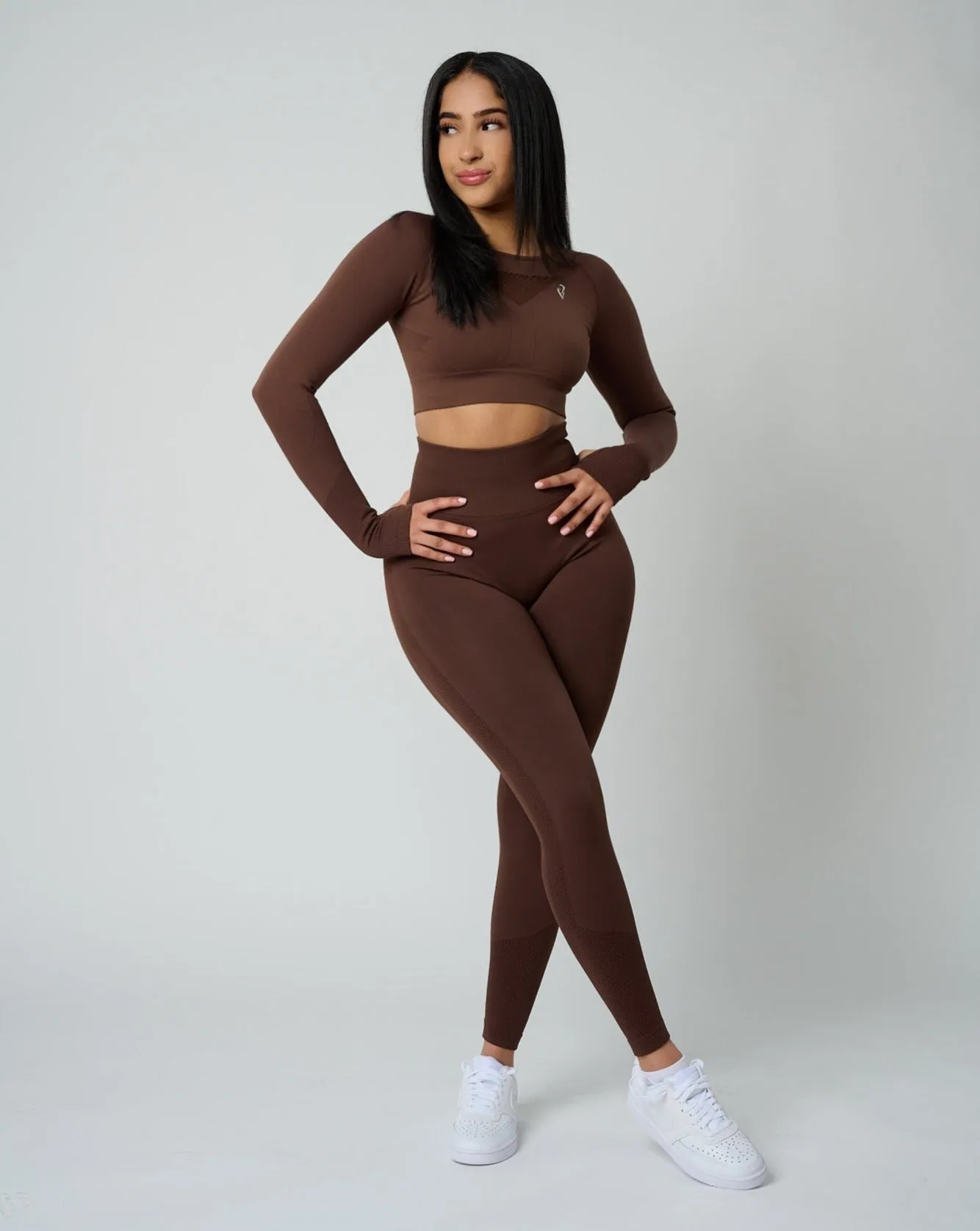 Sujey Long Sleeve Crop Top - Cocoa