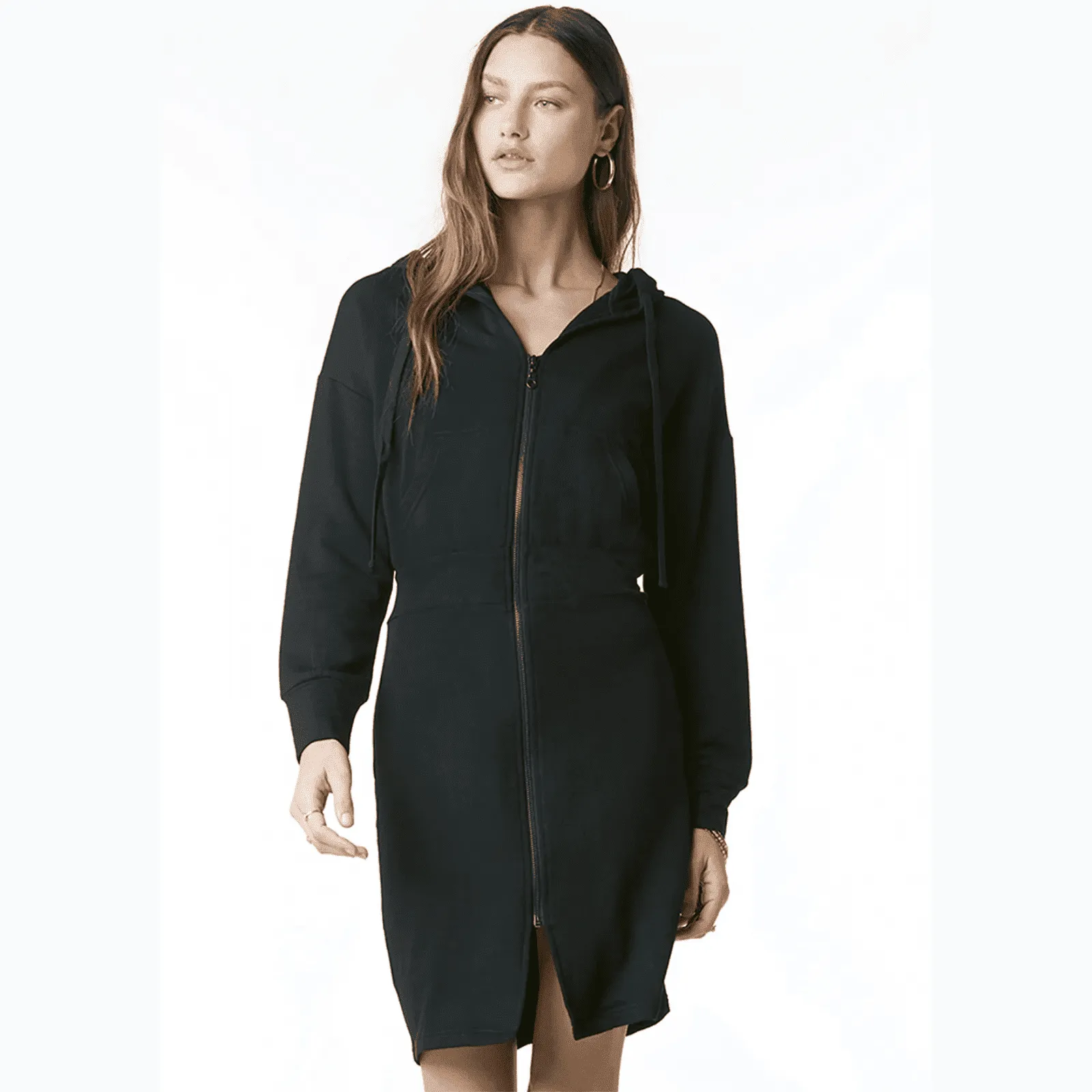 Tart Collection Quixley Zipper Fitted Waist Hoodie Dress - Black