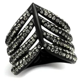 TK2097 IP Black(Ion Plating) Stainless Steel Ring with Top Grade Crystal in Black Diamond