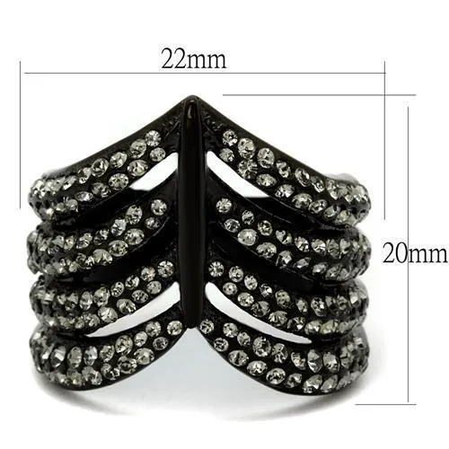 TK2097 IP Black(Ion Plating) Stainless Steel Ring with Top Grade Crystal in Black Diamond