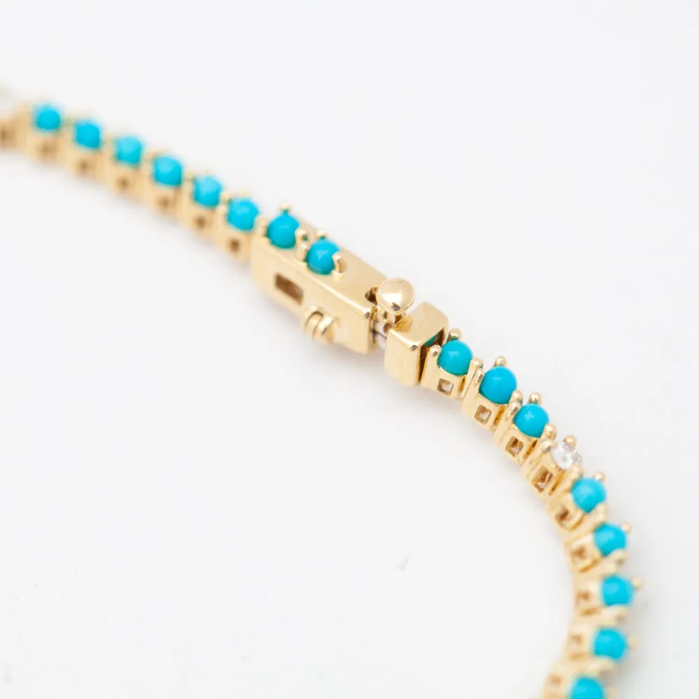 Turquoise & Diamond Tennis Bracelet