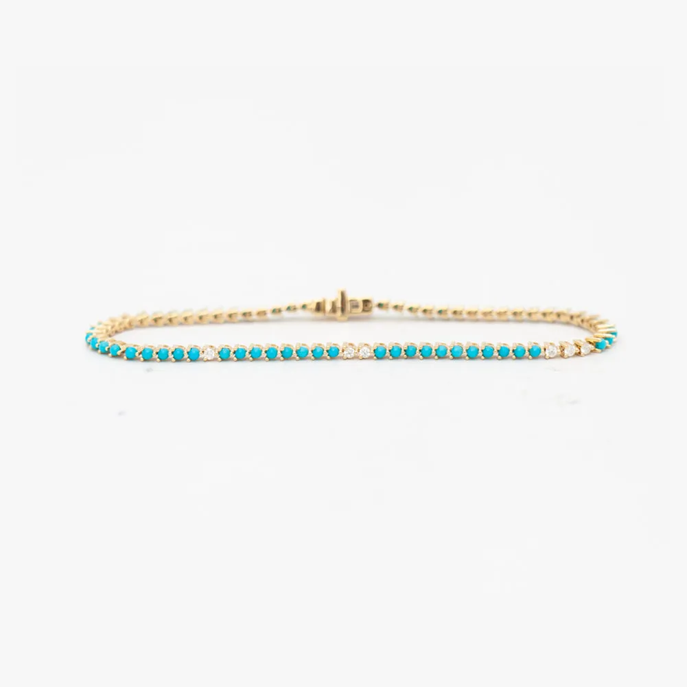 Turquoise & Diamond Tennis Bracelet