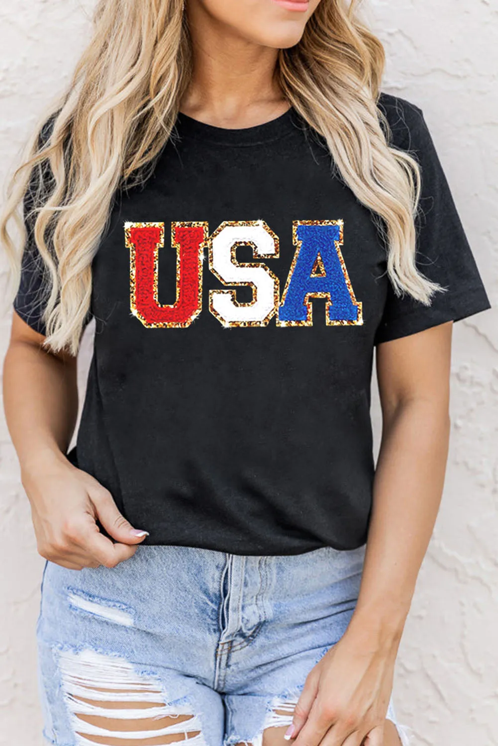 USA Rundhals-Kurzarm-T-Shirt