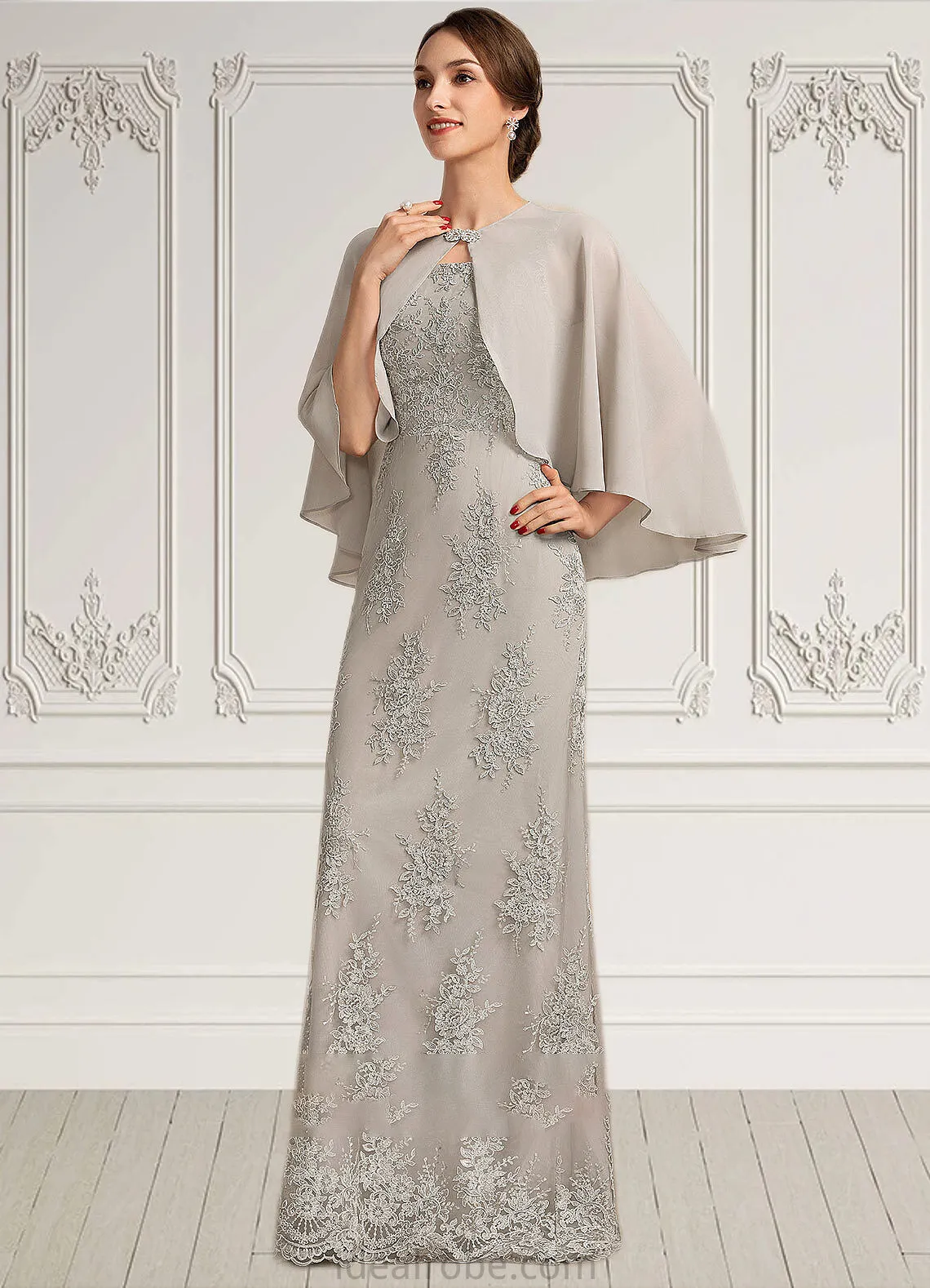 Viola A-Line Square Neckline Floor-Length Lace Mother of the Bride Dress STK126P0014889