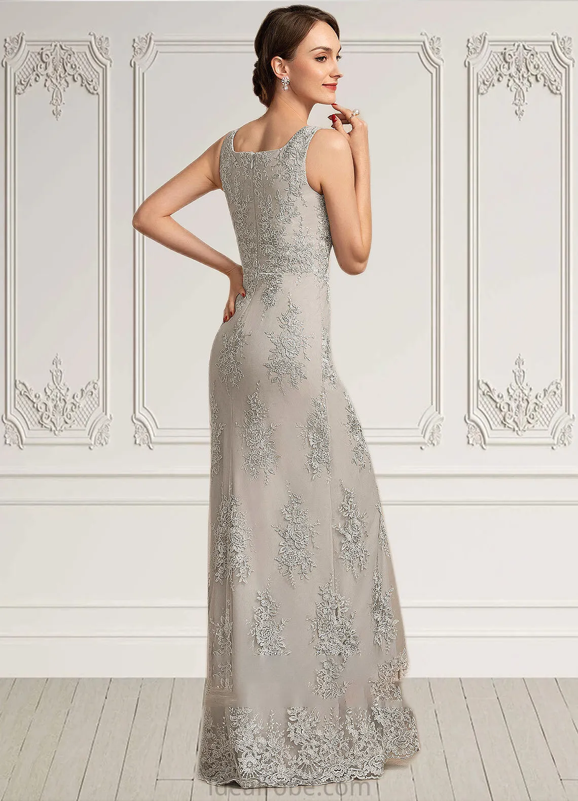 Viola A-Line Square Neckline Floor-Length Lace Mother of the Bride Dress STK126P0014889