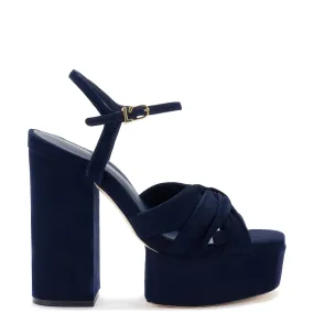 Vivienne Platform Sandal In Navy Suede