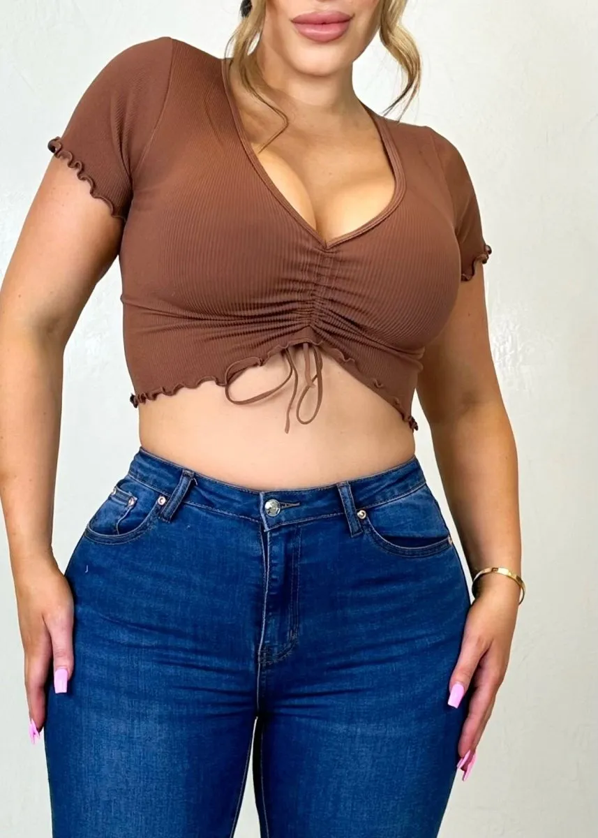 What If Crop Top Brown