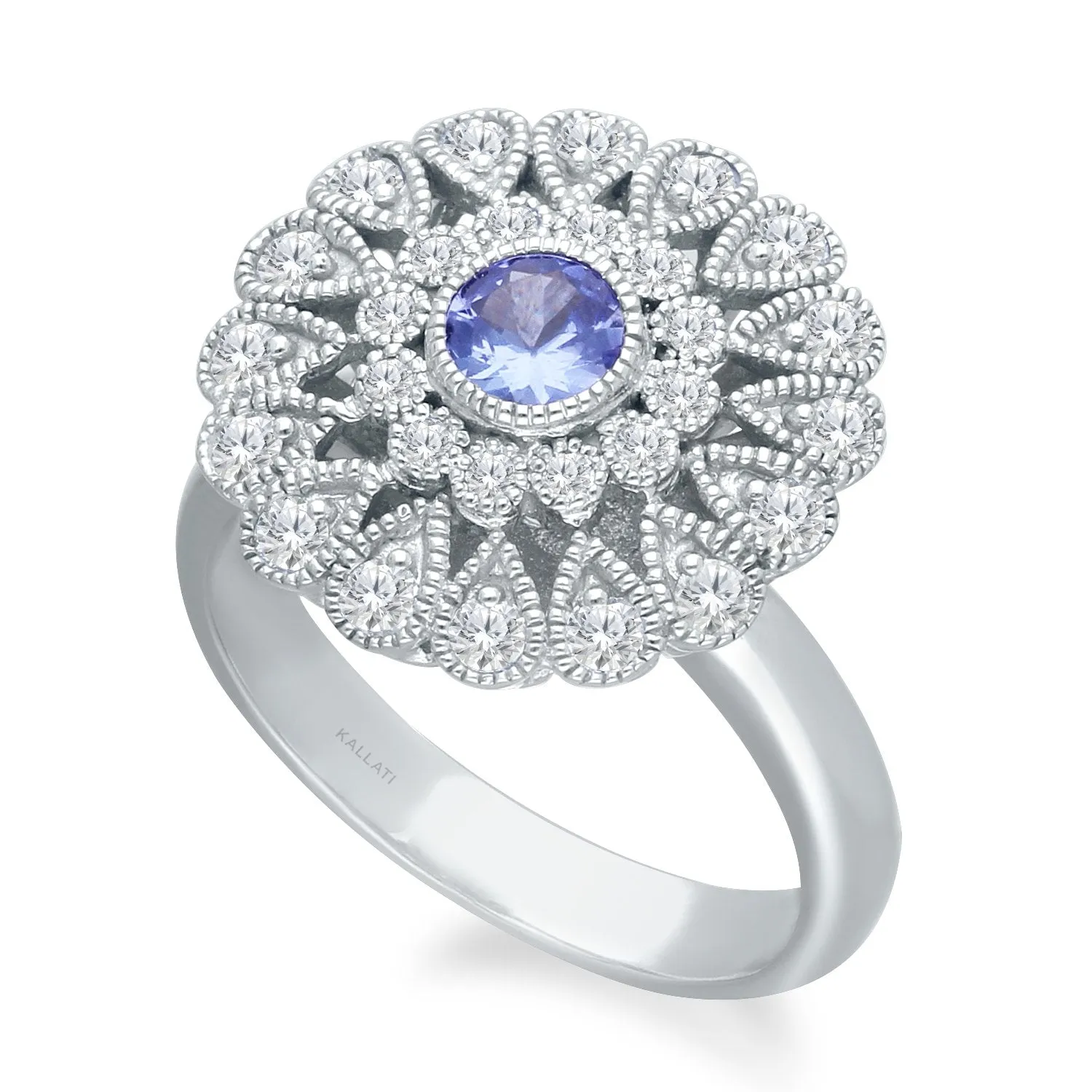 White Gold Tanzanite & Diamond Heirloom Ring