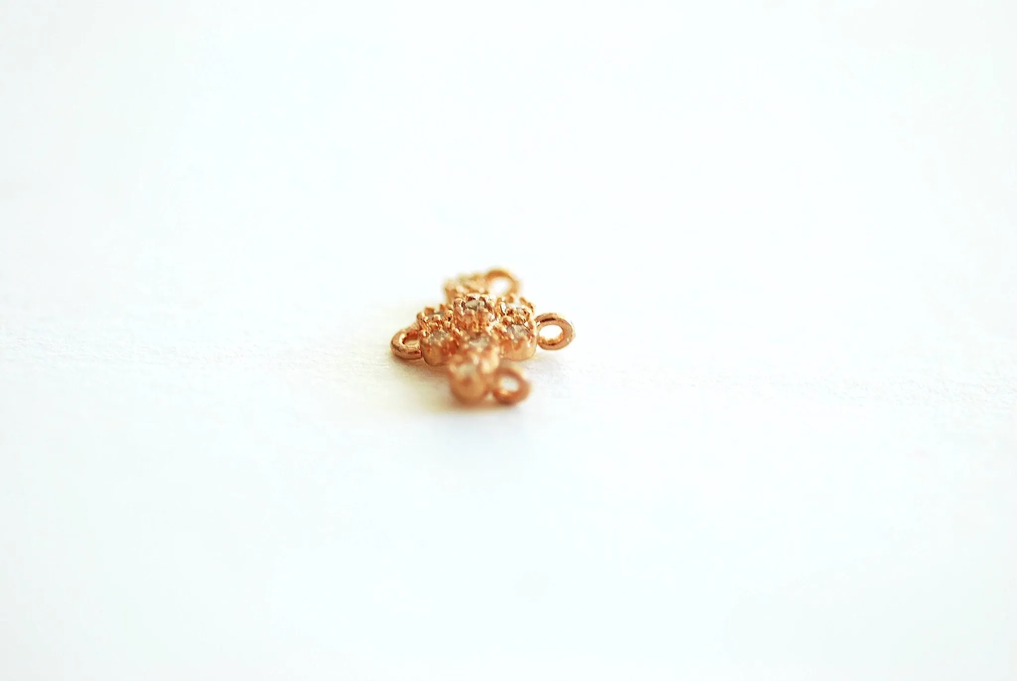 Wholesale 10X9mm Cubic Zirconia Flower Connector link, Sterling Silver, Vermeil Gold, Rose Gold, pave, Cubic Zirconia CZ Space Connector, Snowflake