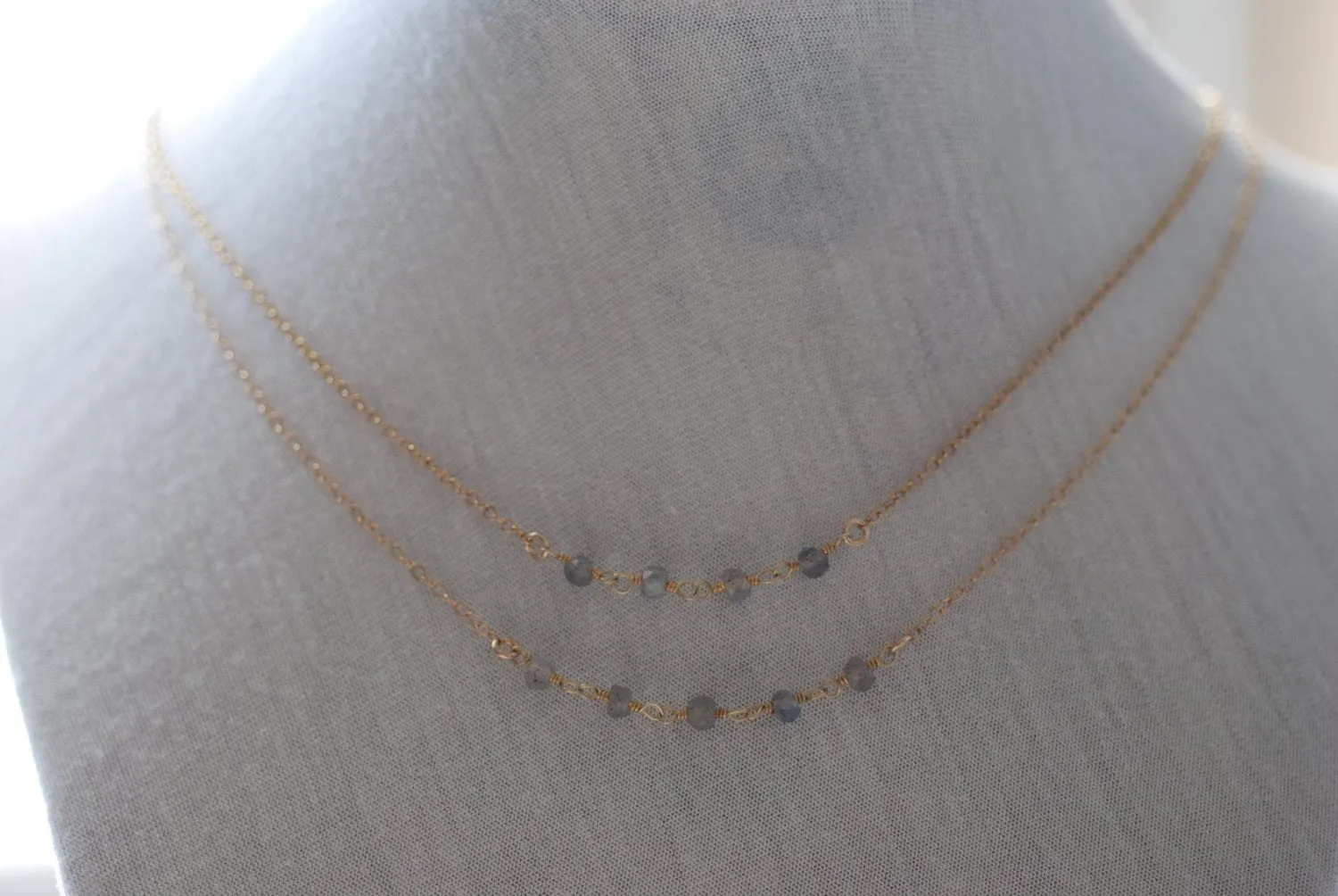 Wholesale 14k Gold Layering Necklace, Apatite Necklace, Double Layer Necklace, Moonstone Necklace, Layering Necklace, Delicate Jewelry by HeirloomEnvy