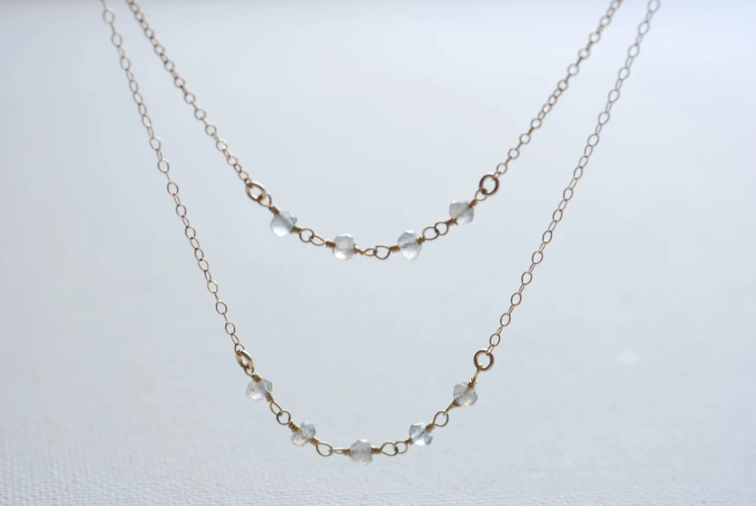 Wholesale 14k Gold Layering Necklace, Apatite Necklace, Double Layer Necklace, Moonstone Necklace, Layering Necklace, Delicate Jewelry by HeirloomEnvy