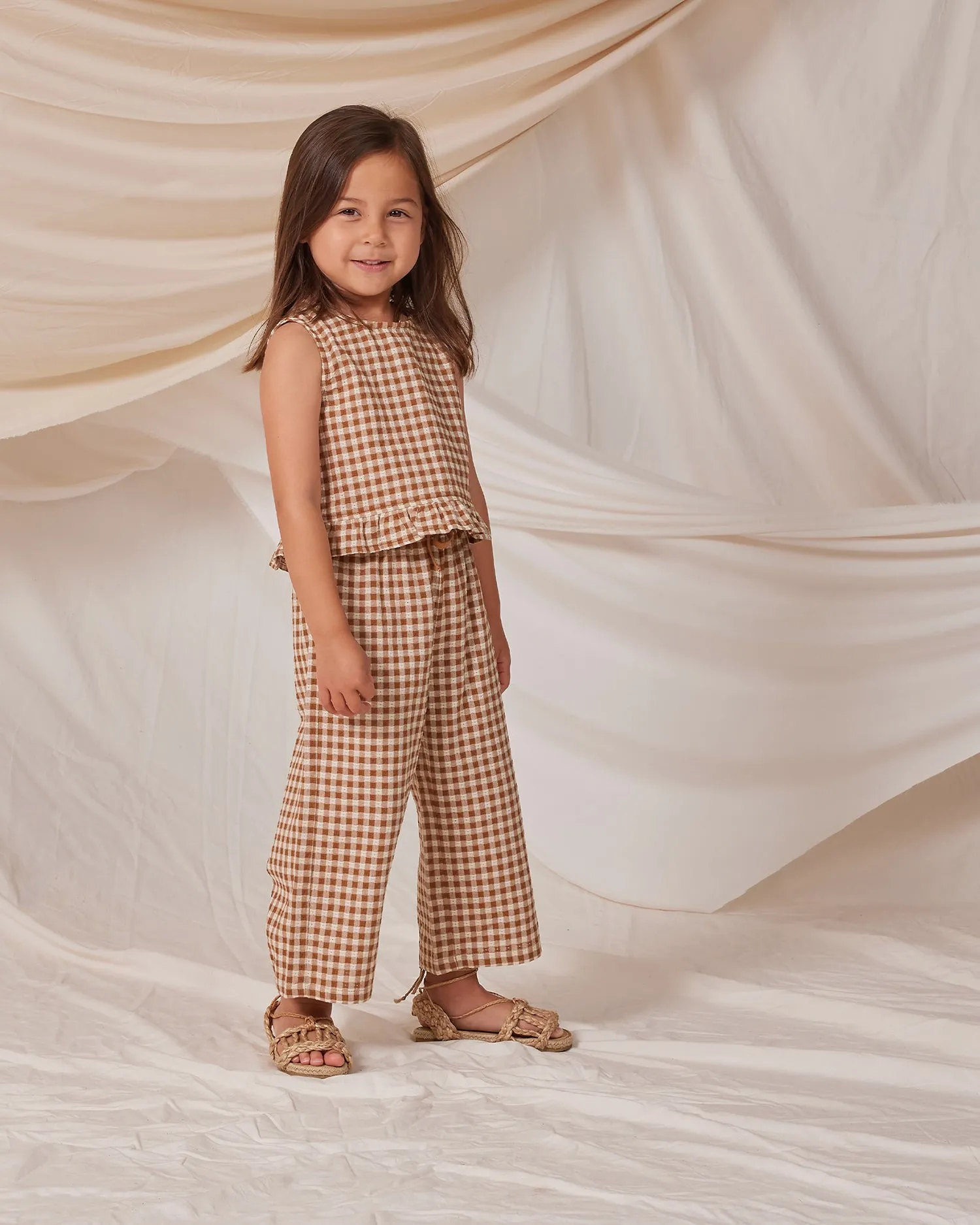 Wide Leg Pant – Camel Gingham