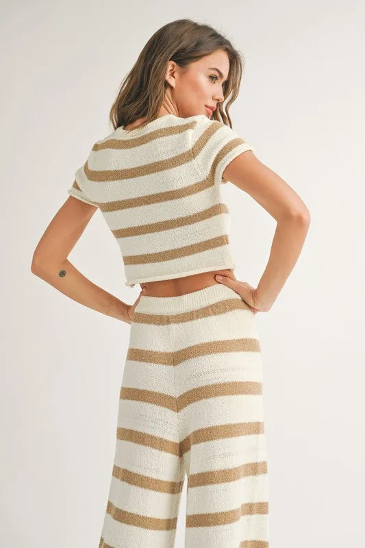 Wide Stripe Short Sleeve Top