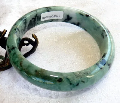 Yin and Yang Burmese Jadeite Bangle Bracelet 62 mm Grade A   Certificate (4979)